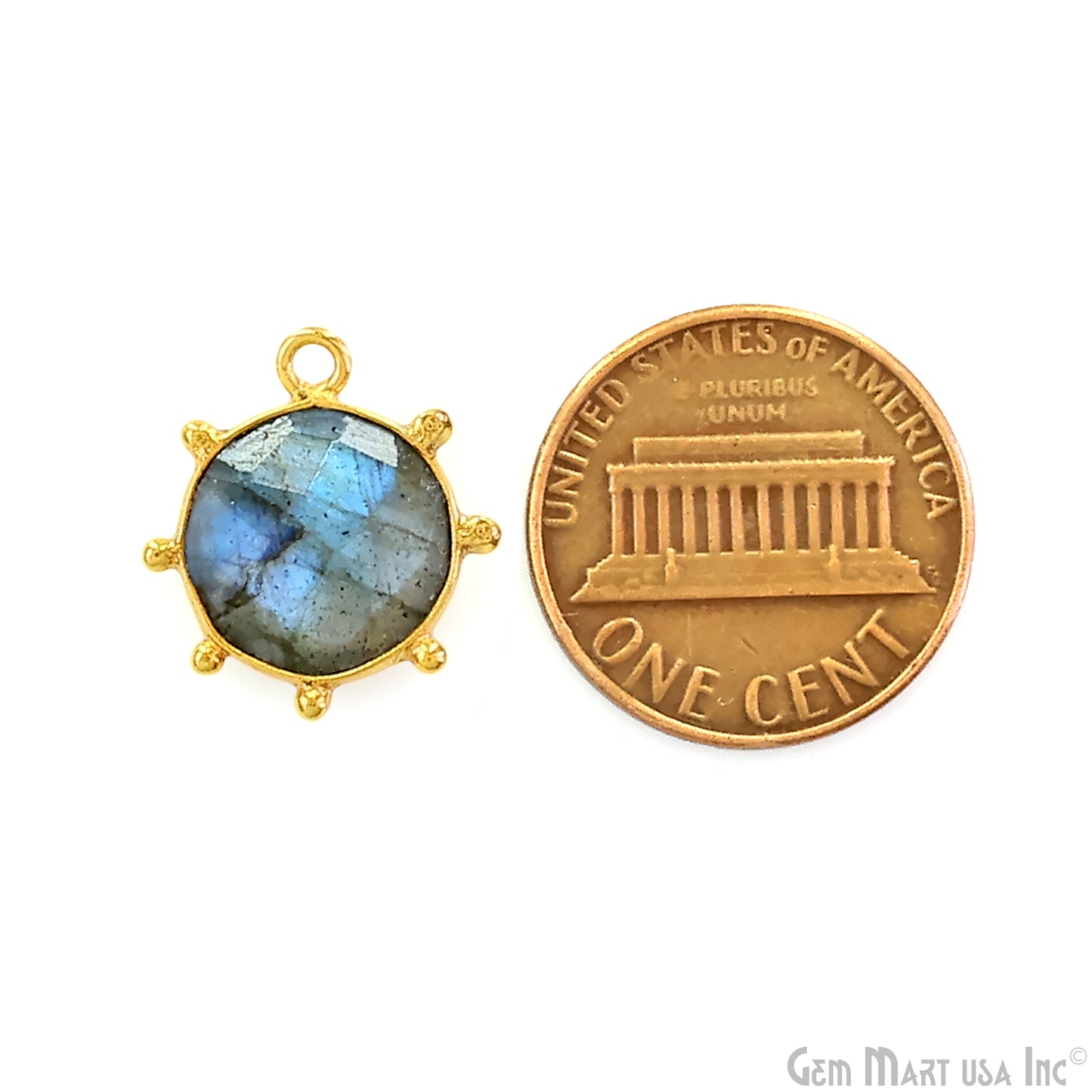 Round 17x15mm Design Bezel Gold Plated Single Bail Gemstone Connector