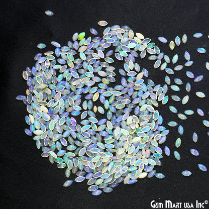Ethiopian Opal Wholesale Gemstones, 100% Natural Precious Gems, Rainbow Cabochons Loose Gems, 3x6mm, Marquise, 10PC
