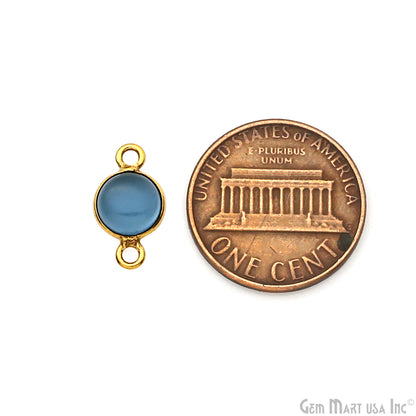 Cabochon 7mm Round Gold Plated Double Bail Gemstone Connector