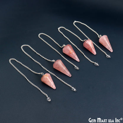 Smooth Pendulum, Healing Pendant, Dowsing Pointed Pendulum Pendant, Silver Plated Chain, faceted dowser pendulum 44X16MM