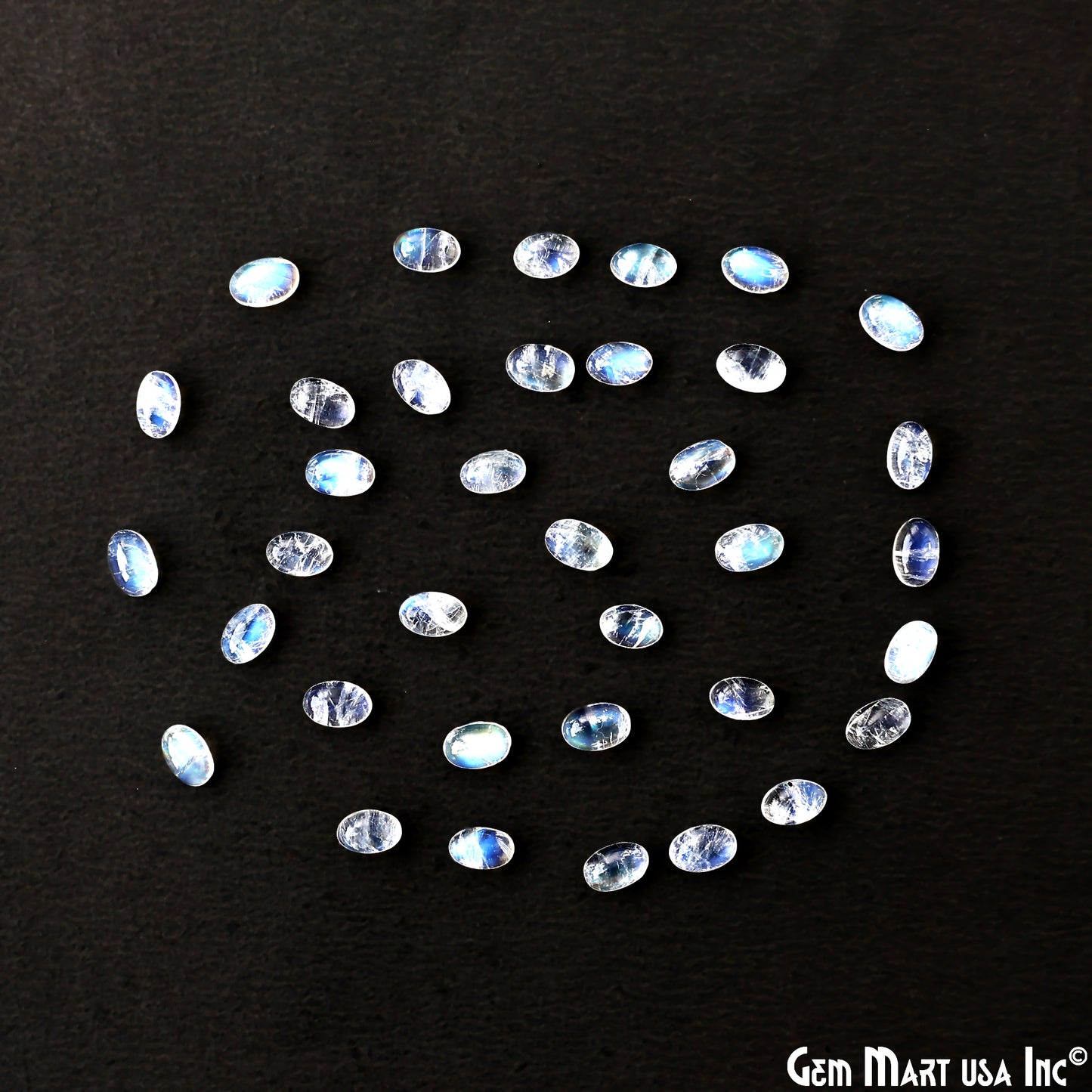 Rainbow Moonstone Wholesale Gemstones, 100% Natural Semi-Precious Gems, Rainbow Cabochons Loose Gems, 6x4mm, Oval, 5 Carats