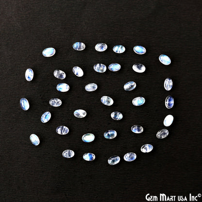 Rainbow Moonstone Wholesale Gemstones, 100% Natural Semi-Precious Gems, Rainbow Cabochons Loose Gems, 6x4mm, Oval, 5 Carats