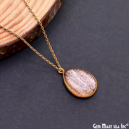 Copper Infused Cabochon 15x20mm Pears Gold Bezel Connector