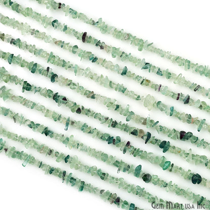 Fluorite Chip Beads, 34 Inch, Natural Chip Strands, Drilled Strung Nugget Beads, 3-7mm, Polished, GemMartUSA (CHFL-70001)
