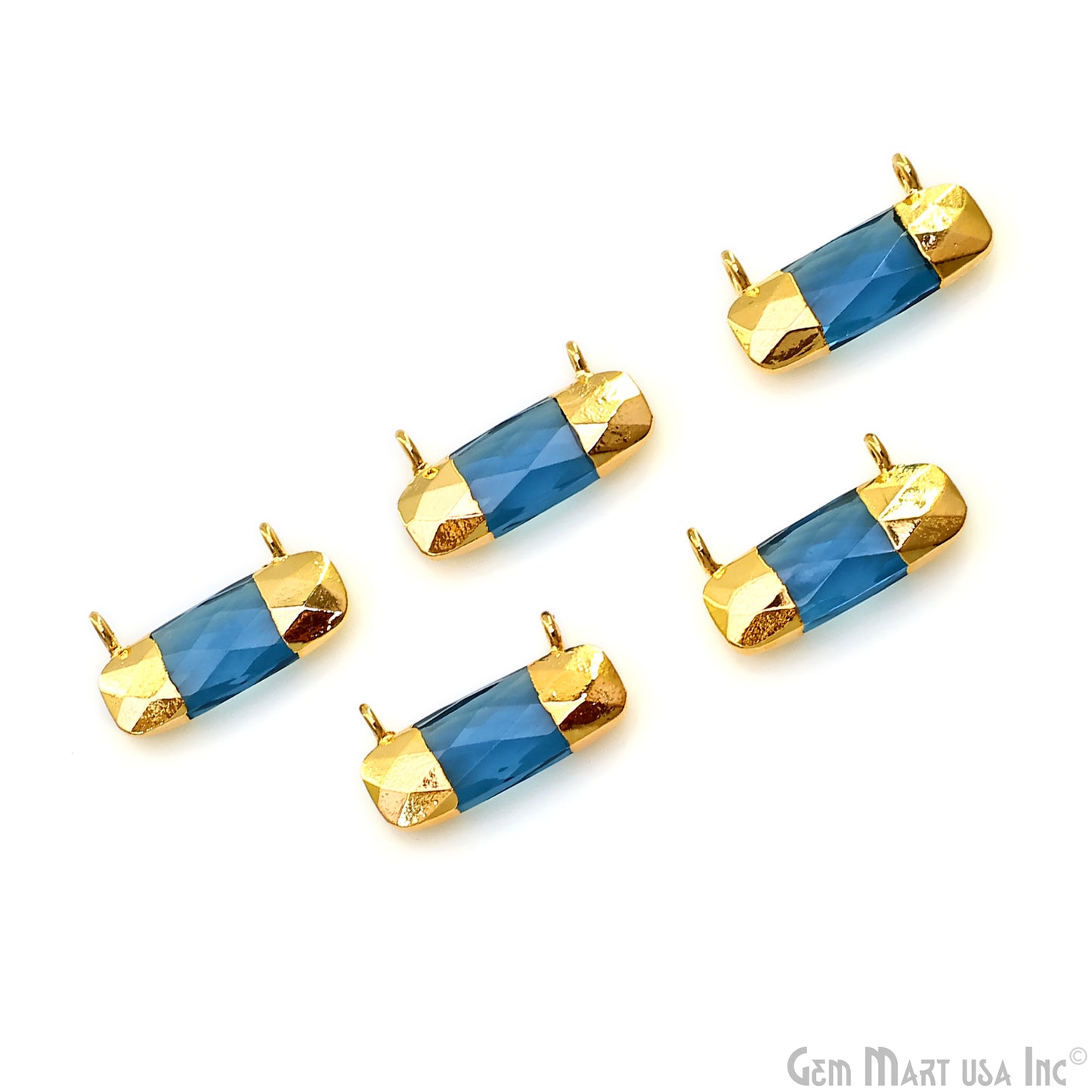 Iolite Rectangle 21x11mm Gold Electroplated Cat Bail Connector