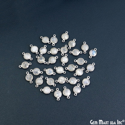 Round 7mm Double Bail Silver Plated Gemstone Bezel Connector
