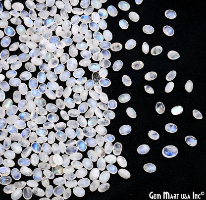 Rainbow Moonstone Wholesale Gemstones, 100% Natural Semi-Precious Gems, Rainbow Cabochons Loose Gems, 7x5mm, Oval, 10PC