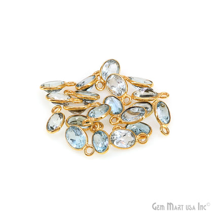 Oval 7x5mm Brilliant Cut Gold Plated Bezel Single Bail Connector