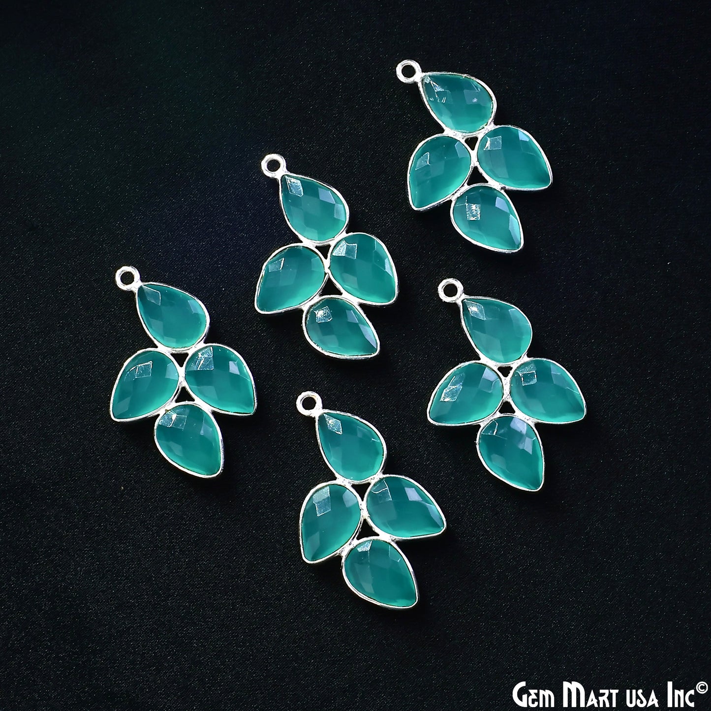 Aqua Chalcedony 30x18mm Single Bail Chandelier Finding Component