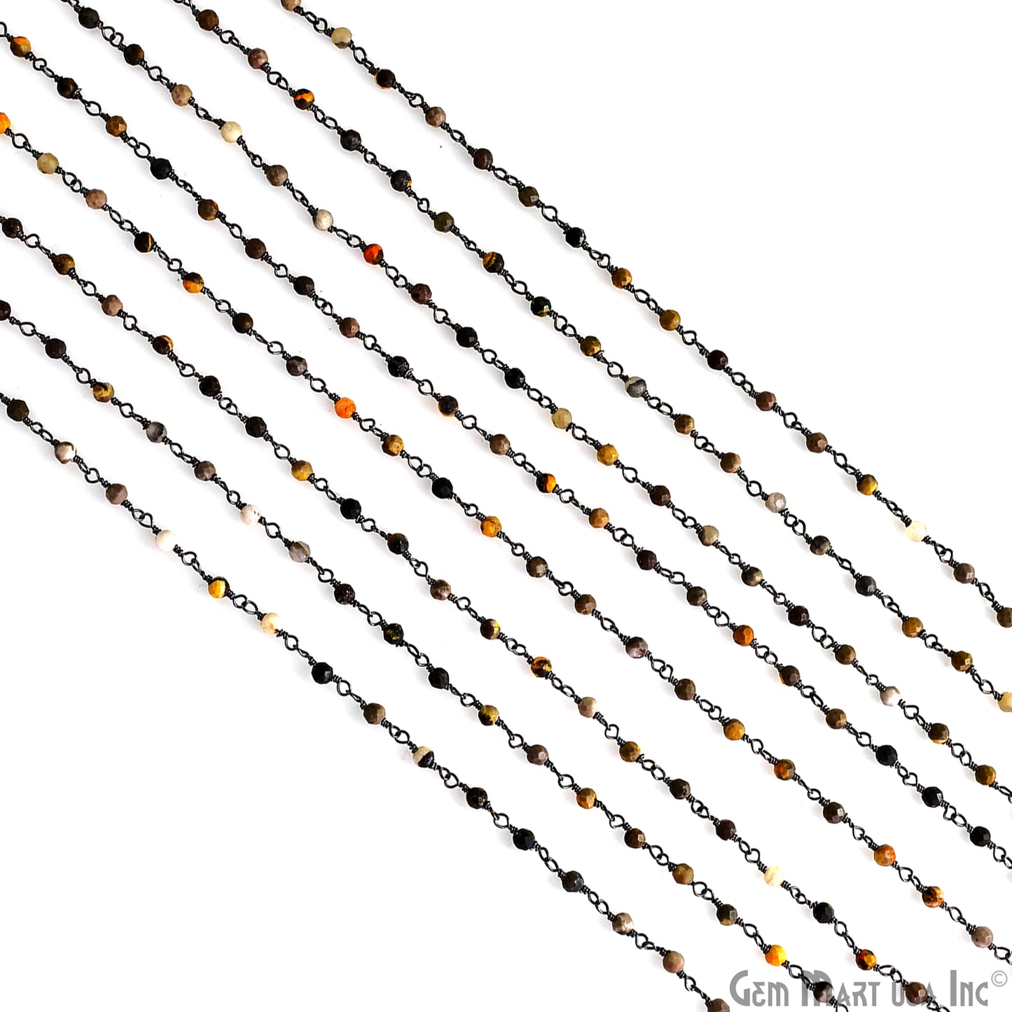 Bumble Bee 3-3.5mm Oxidized Beaded Wire Wrapped Rosary Chain