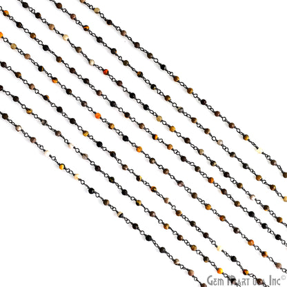 Bumble Bee 3-3.5mm Oxidized Beaded Wire Wrapped Rosary Chain