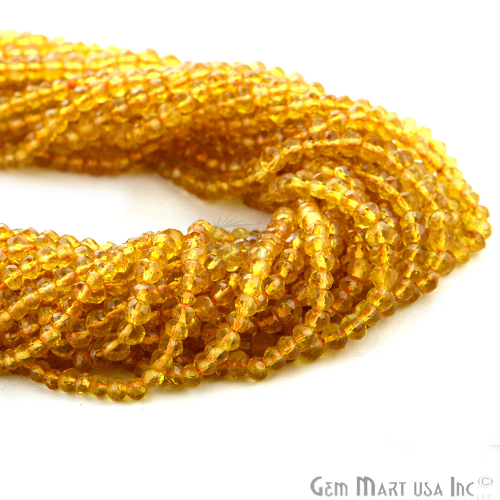 Gemstone Rondelle Bead Strands, Round Faceted, Polished Beads, Handmade Rondelle Beads, 12.5-inch, 3-4mm Round Strands for DIY Jewelry Making