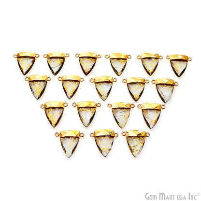 Gemstone Triangle 23x22mm Gold Electroplated Double Bail Connector