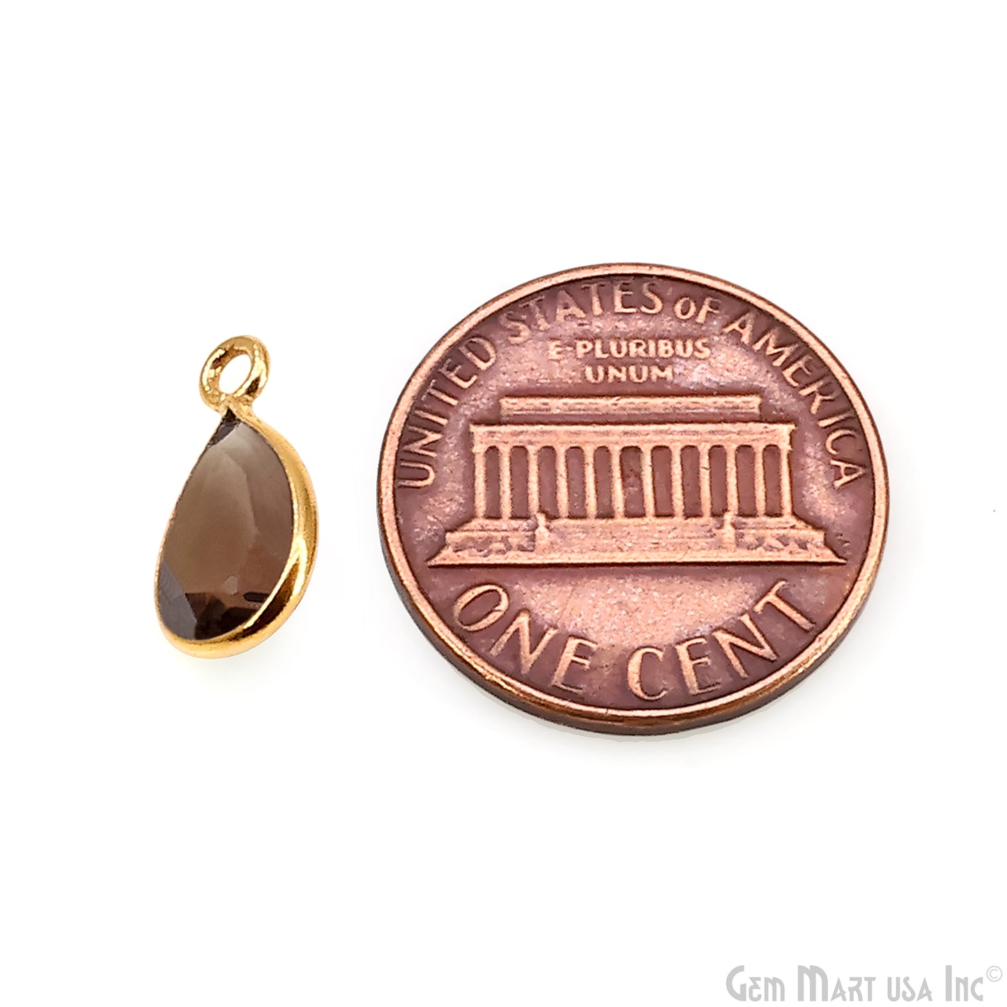 Pears 7x10mm Brilliant Cut Gold Plated Bezel Single Bail Connector