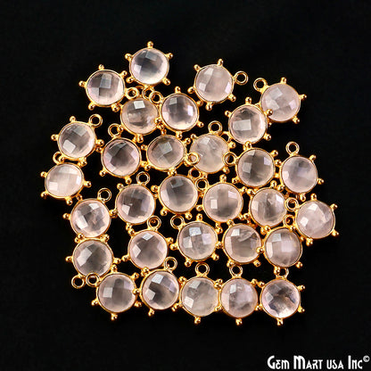 Round 13x11mm Design Bezel Gold Plated Single Bail Gemstone Connector