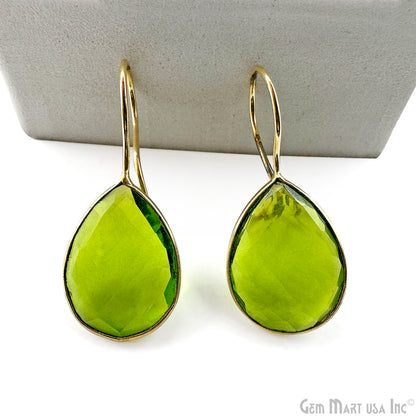 Peridot Pears 15x20mm Gold Plated Dangle Drop Hook Earring