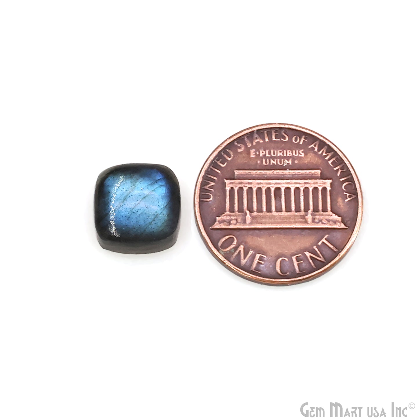 Labradorite Wholesale Gemstones, 100% Natural Semi-Precious Gems, Blue Flash Cabochon Loose Gems, 8mm, Cushion, 4PC Lot