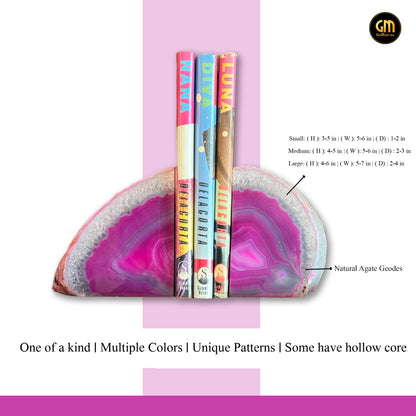 Pink Agate Bookend Pair, Natural Geode Bookend, Healing Crystal Bookend Set, Home Decor. *Ships Free