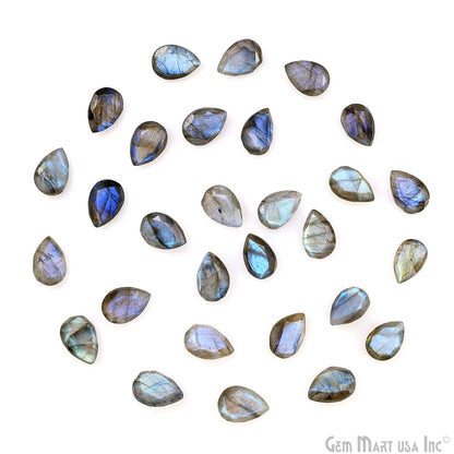 Labradorite Wholesale Gemstones, 100% Natural Semi-Precious Gems, Blue Flash Faceted Loose Gems, 9x13mm, Pears, 4PC Lot