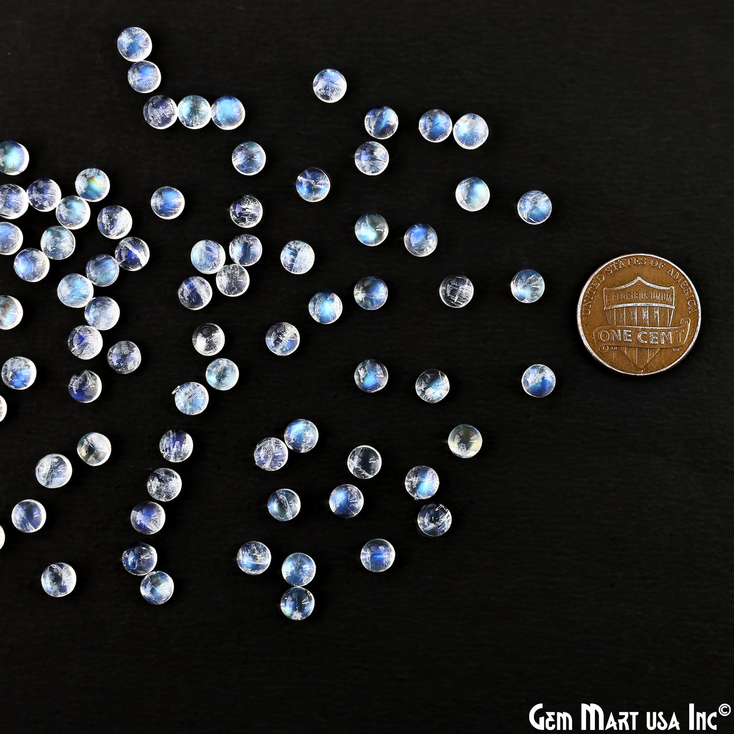 Rainbow Moonstone Wholesale Gemstones, 100% Natural Semi-Precious Gems, Rainbow Cabochons Loose Gems, 5mm, Round, 5 Carats