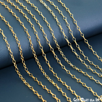 Clover Shape Finding Chain 6x4mm Gold Plated Station Rosary Chain