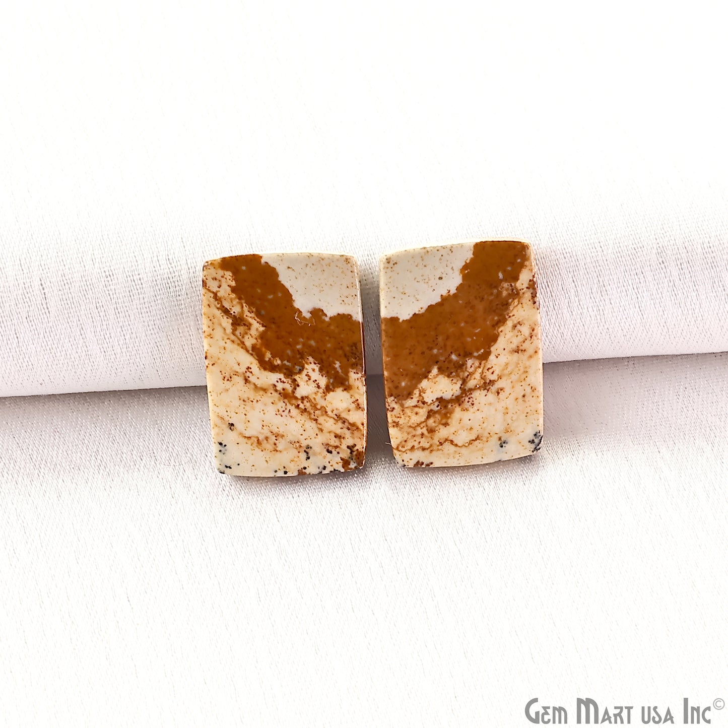 Picture Jasper Free Form Shape 20x15mm Loose Gemstone For Earring Pair