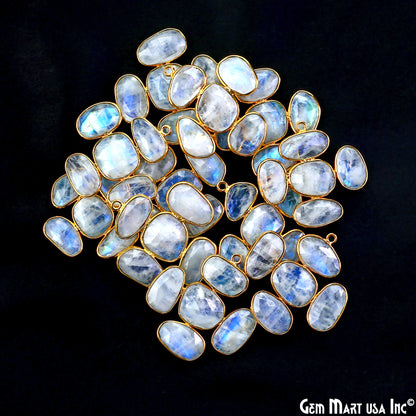Rainbow Moonstone Gold Plated 34x32mm Dangle Finding Component Earring Enhancer