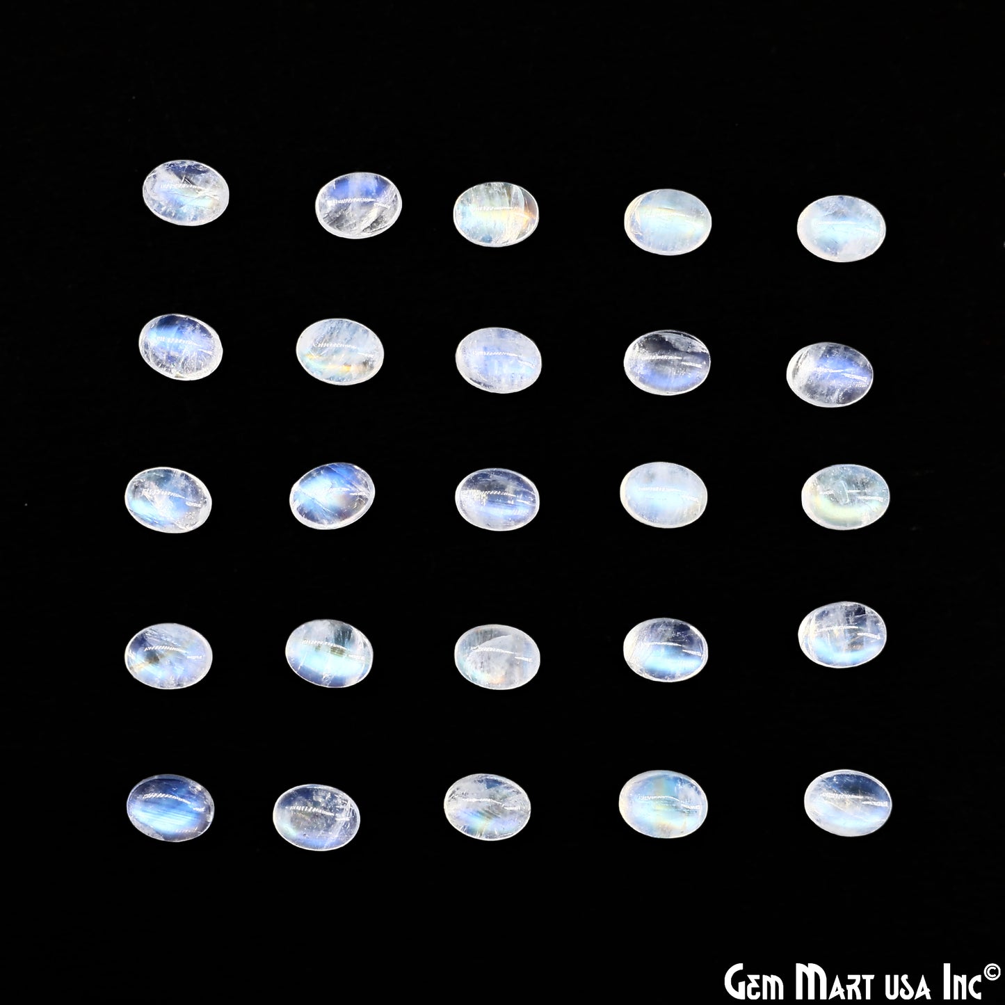 Rainbow Moonstone Oval Cabochon, 6x8mm, 5 Carats, 100% Natural Cabochon Loose Gems, Wholesale Gemstones