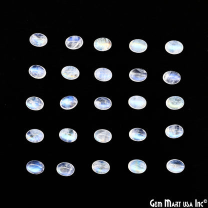 Rainbow Moonstone Oval Cabochon, 6x8mm, 5 Carats, 100% Natural Cabochon Loose Gems, Wholesale Gemstones