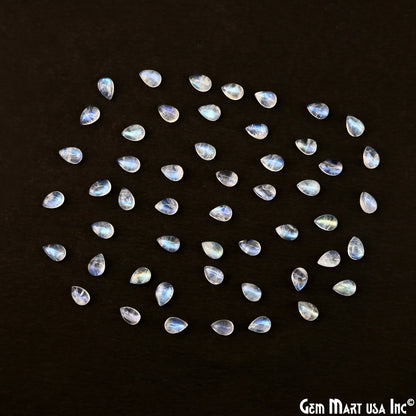 Rainbow Moonstone Pears Cabochon, 6x4mm, 5 Carats, 100% Natural Cabochon Loose Gems, Wholesale Gemstones