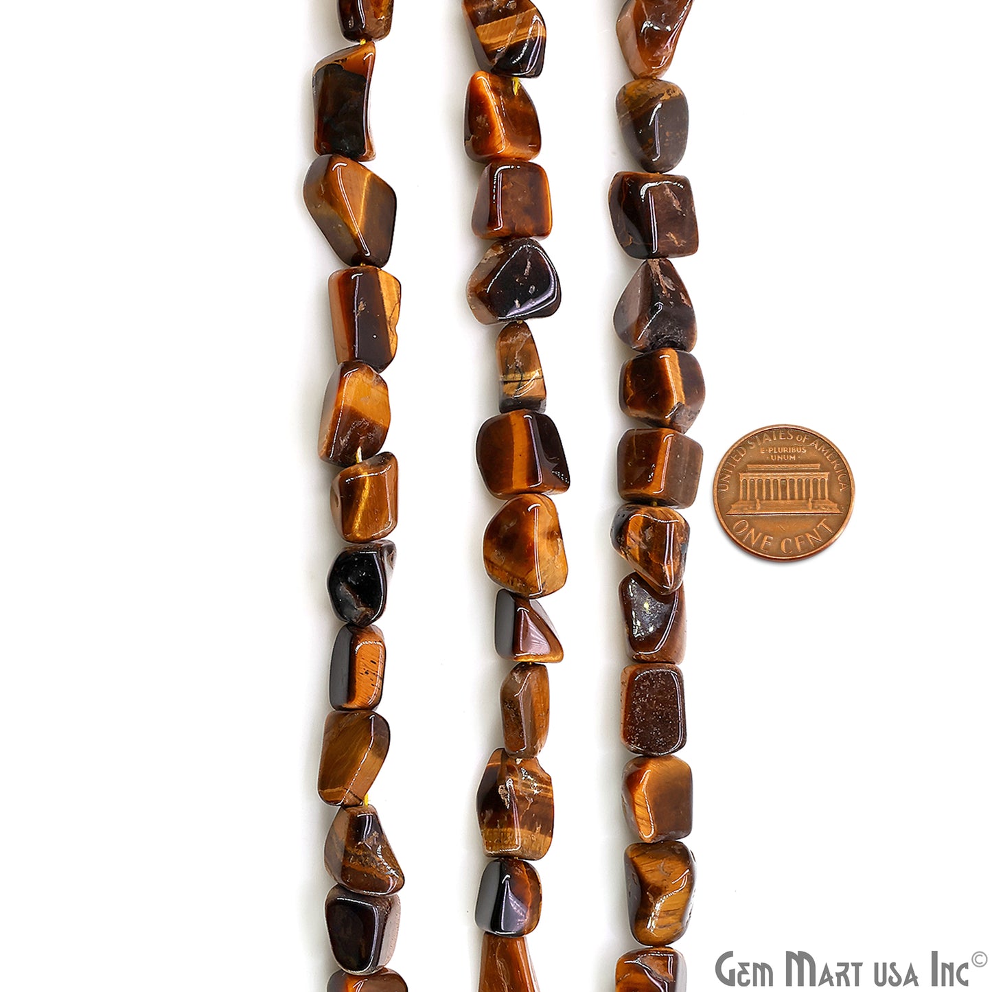 Tiger Eye Tumble Beads Free Form Drilled Beads 7-10X13-18mm Waist Beads, Rondelle Bead Strand 14 Inch