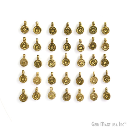 Antique Brass Wheel Round Vintage Charm, Gold tribal boho charms for Earring, Necklace, Bracelet, Talisman & Amulets Making