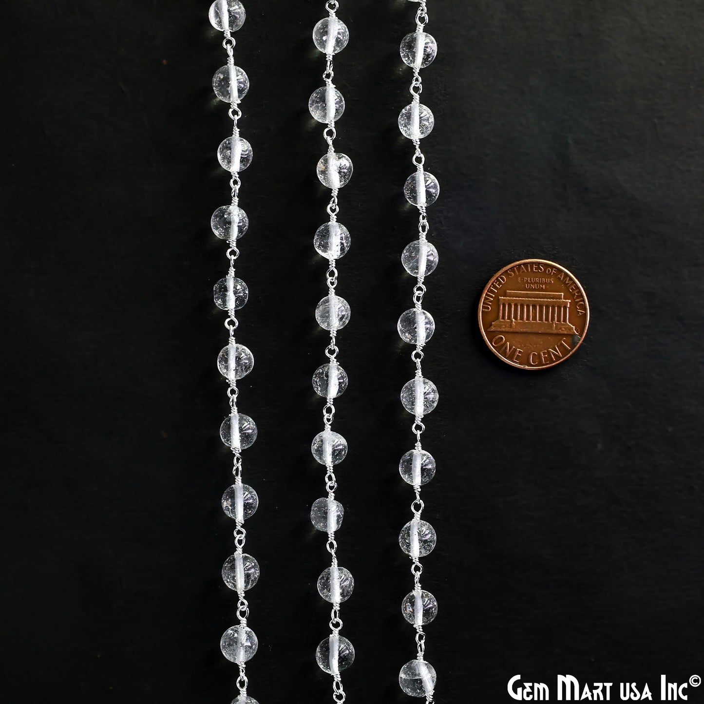 Crystal Silver Plated Wire Wrapped Beads Rosary Chain