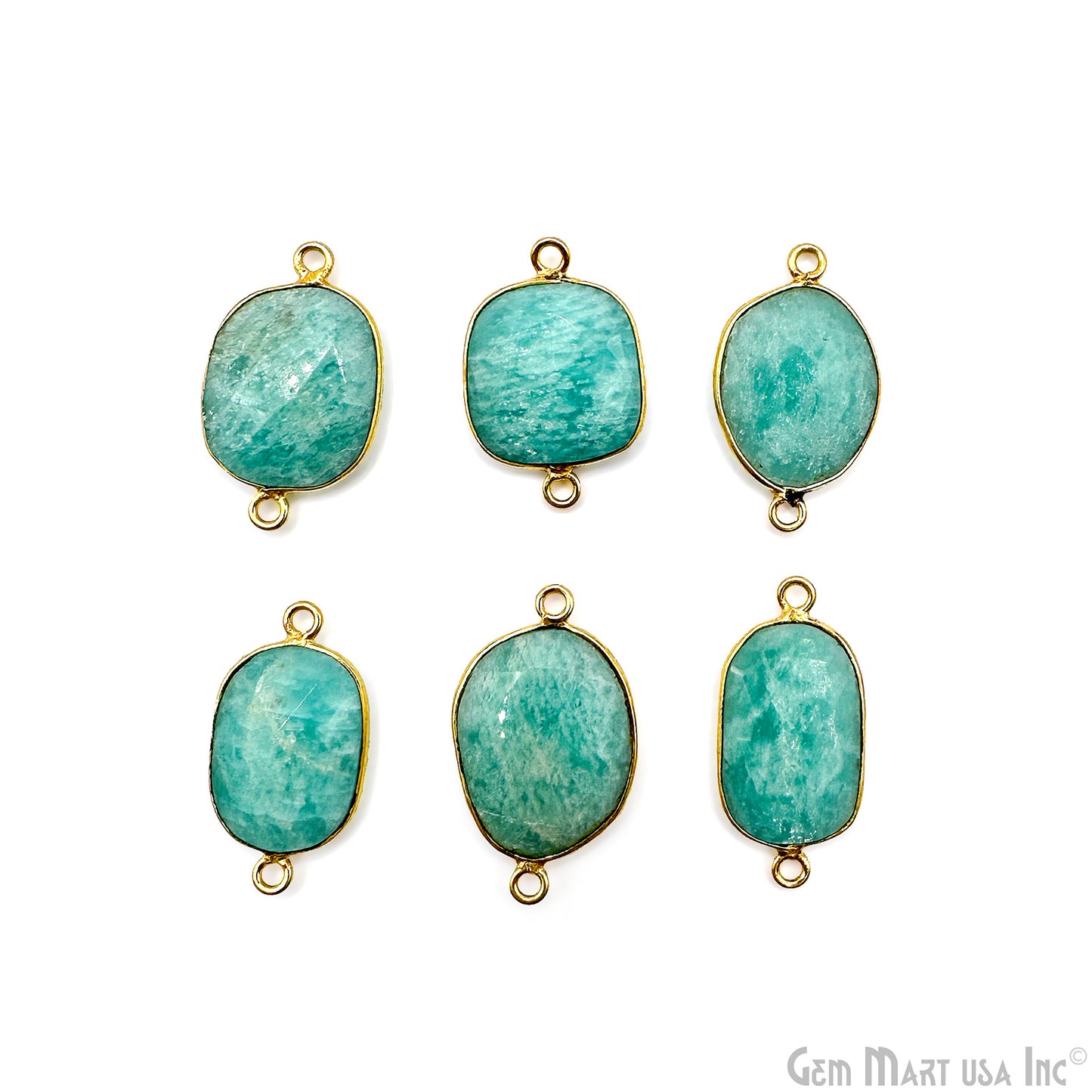 Amazonite Free Form Gold Plated Bezel Gemstone Connector 13x18mm