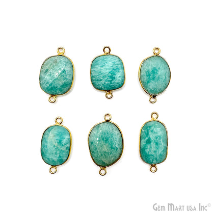 Amazonite Free Form Gold Plated Bezel Gemstone Connector 13x18mm