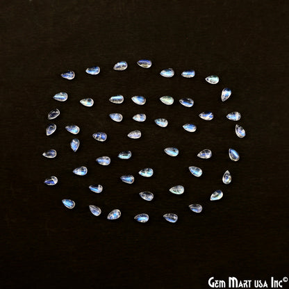 Rainbow Moonstone Wholesale Gemstones, 100% Natural Semi-Precious Gems, Rainbow Cabochons Loose Gems, 3x5mm, Pear, 5 Carats