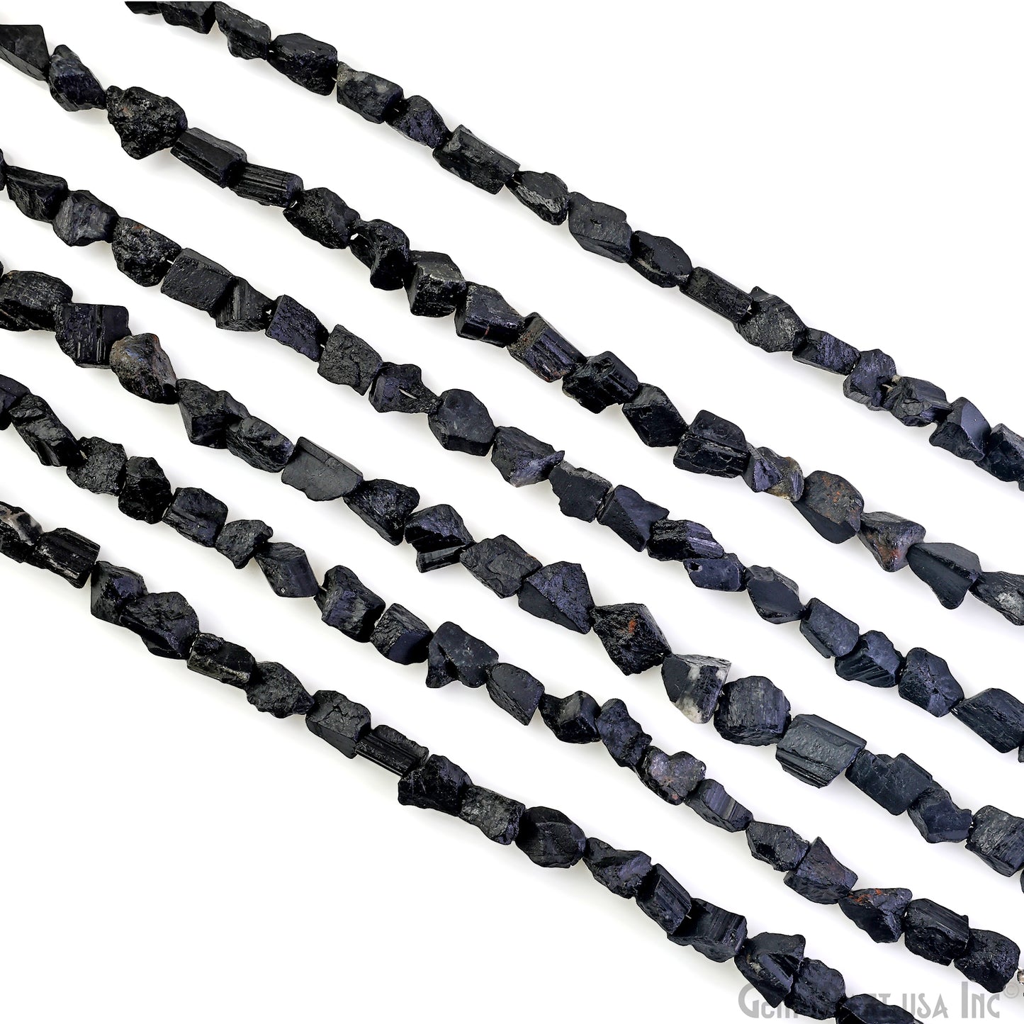 Black Tourmaline Rough Beads, 9 Inch Gemstone Strands, Drilled Strung Briolette Beads, Free Form, 7x5mm