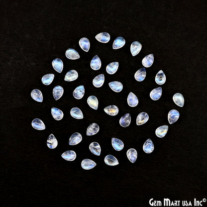 Rainbow Moonstone Wholesale Gemstones, 100% Natural Semi-Precious Gems, Rainbow Cabochons Loose Gems, 5x7mm, Pear, 5 Carats