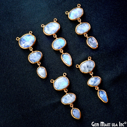 Rainbow Moonstone 48x17mm Double Bail Chandelier Finding Component