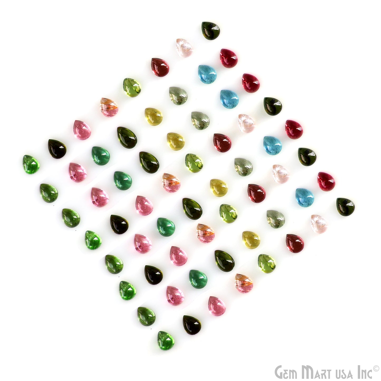 Multi Tourmaline Wholesale Gemstones, 100% Natural Semi-Precious Gems, Multi Color Cabochons Loose Gems, 4x5mm, Pear, 5 Carats