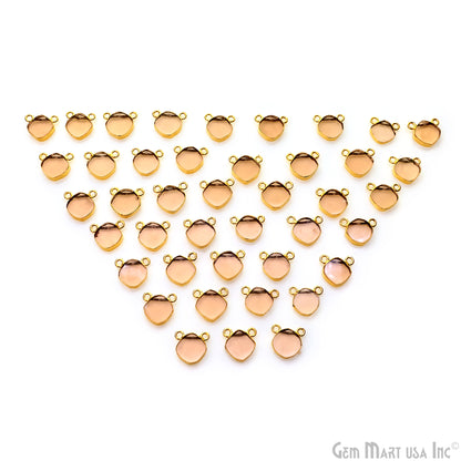 Orange Morganite Flat Cushion Shape Gemstone 14x13mm Gold Electroplated Cat Bail Connector