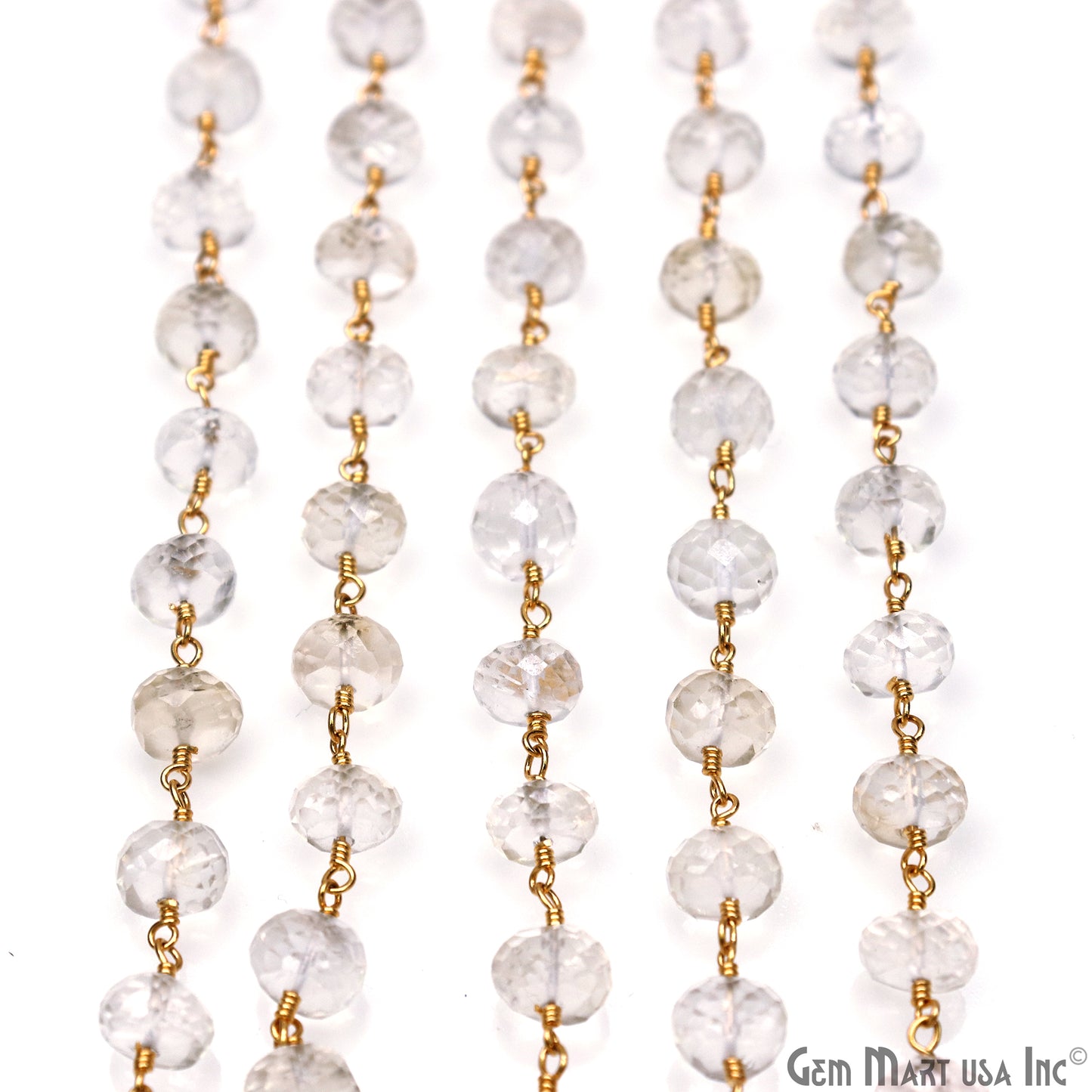 Golden Rutilated Gold Plated Wire Wrapped Beads Rosary Chain