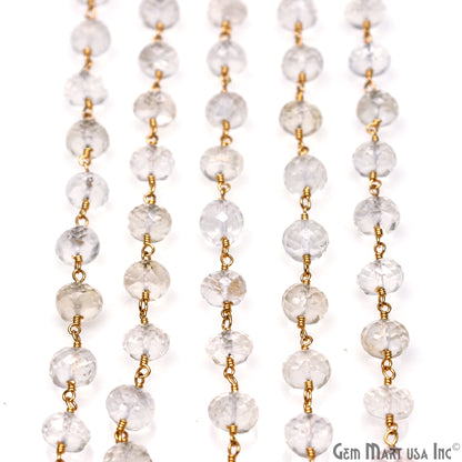 Golden Rutilated Gold Plated Wire Wrapped Beads Rosary Chain