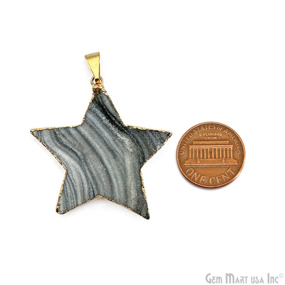 Mix Color Star Shape Sand Druzy Gold Electroplated Pendant 32mm