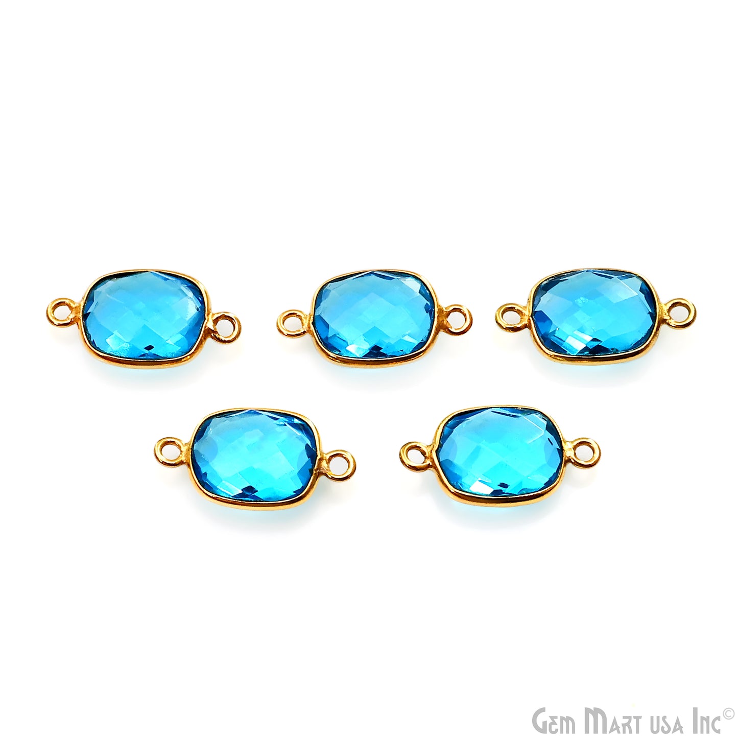 Octagon 9x11mm Double Bail Gold Bezel Gemstone Connector