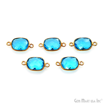 Octagon 9x11mm Double Bail Gold Bezel Gemstone Connector