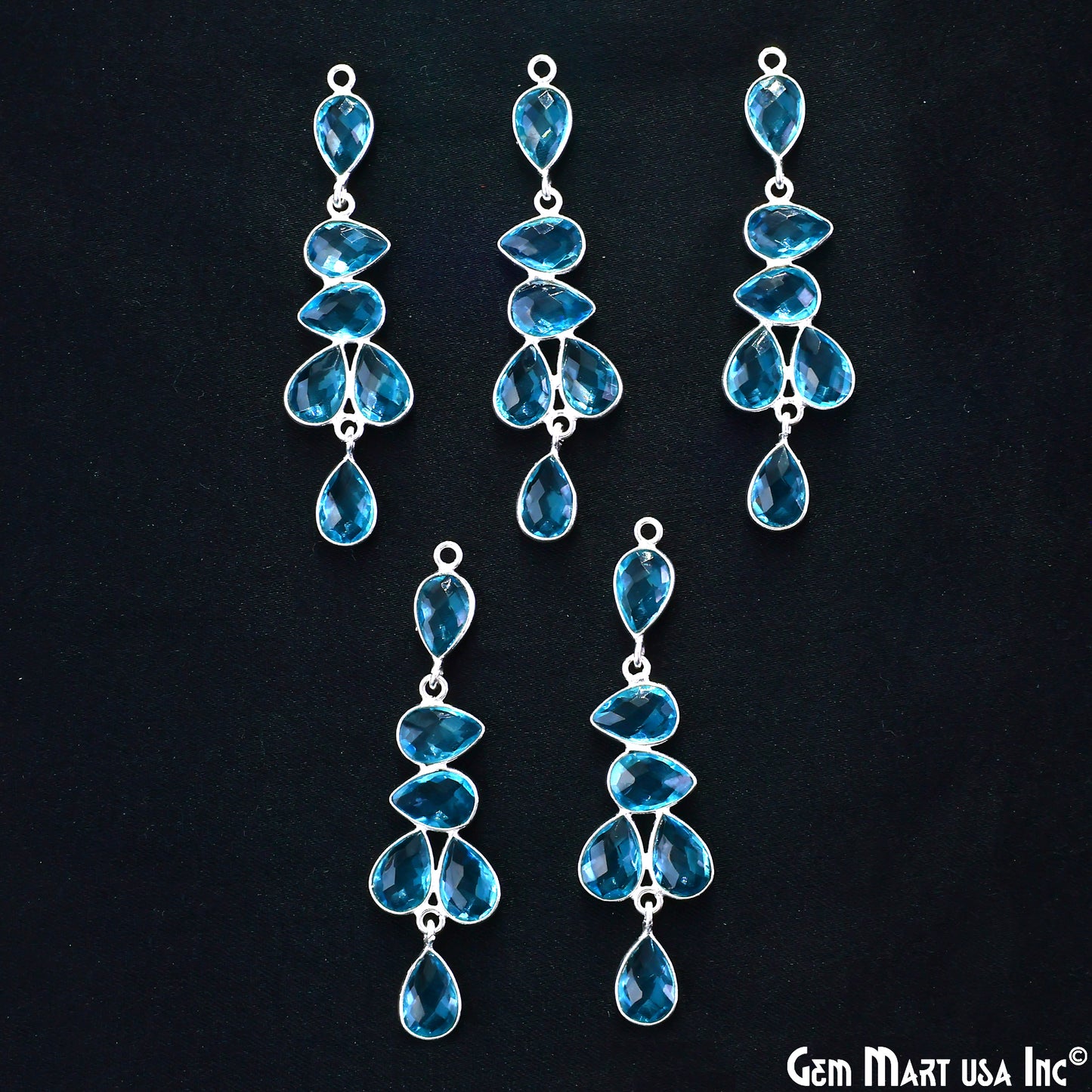 Swiss Blue Topaz 54x14mm Single Bail Chandelier Finding Component
