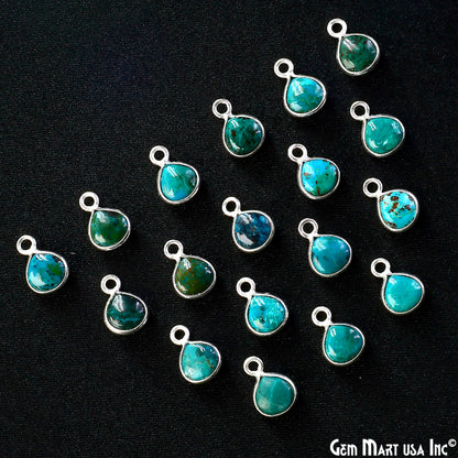 Chrysocolla Heart 6mm Silver Plated Single Bail Bezel Gemstone Connector