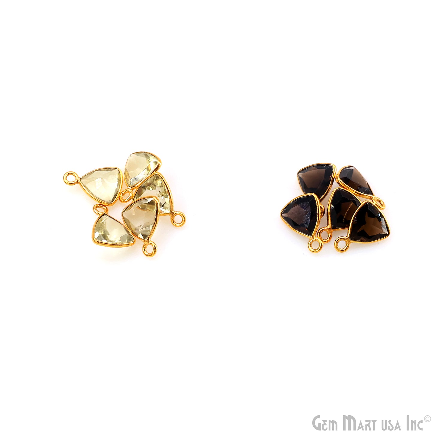 Trillion 8mm Brilliant Cut Gold Plated Bezel Single Bail Gemstone Connector