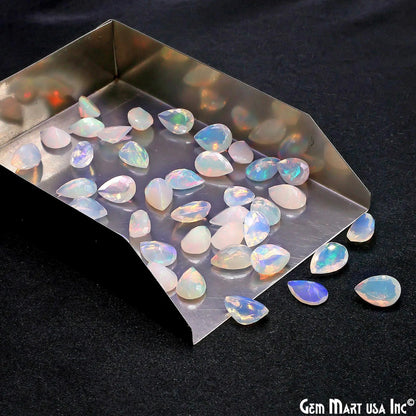 Ethiopian Opal Wholesale Gemstones, 100% Natural Precious Gems, Rainbow Faceted Loose Gems, 6x9mm, Pears, 4PC